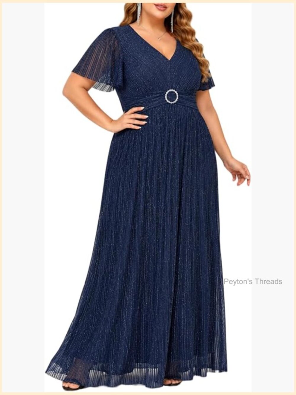 Plus Size Sequin Evening Gown Maxi Dress Short Sleeve Formal Prom Guest